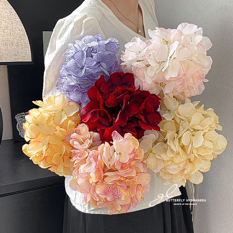 Artificial Dutch Butterfly Hydrangea Stem – 15.7" Tall | Decorative Faux Flower for Home & Event Decoration