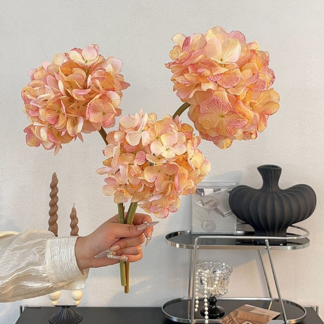 Artificial Dutch Butterfly Hydrangea Stem – 15.7" Tall | Decorative Faux Flower for Home & Event Decoration