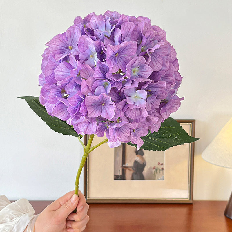 Artificial 3-Leaf Lisa Hydrangea Stem – 23.6" Tall, 7.9" Flower Head, 144 Pieces | Faux Flowers for Wedding & DIY Table Arrangements