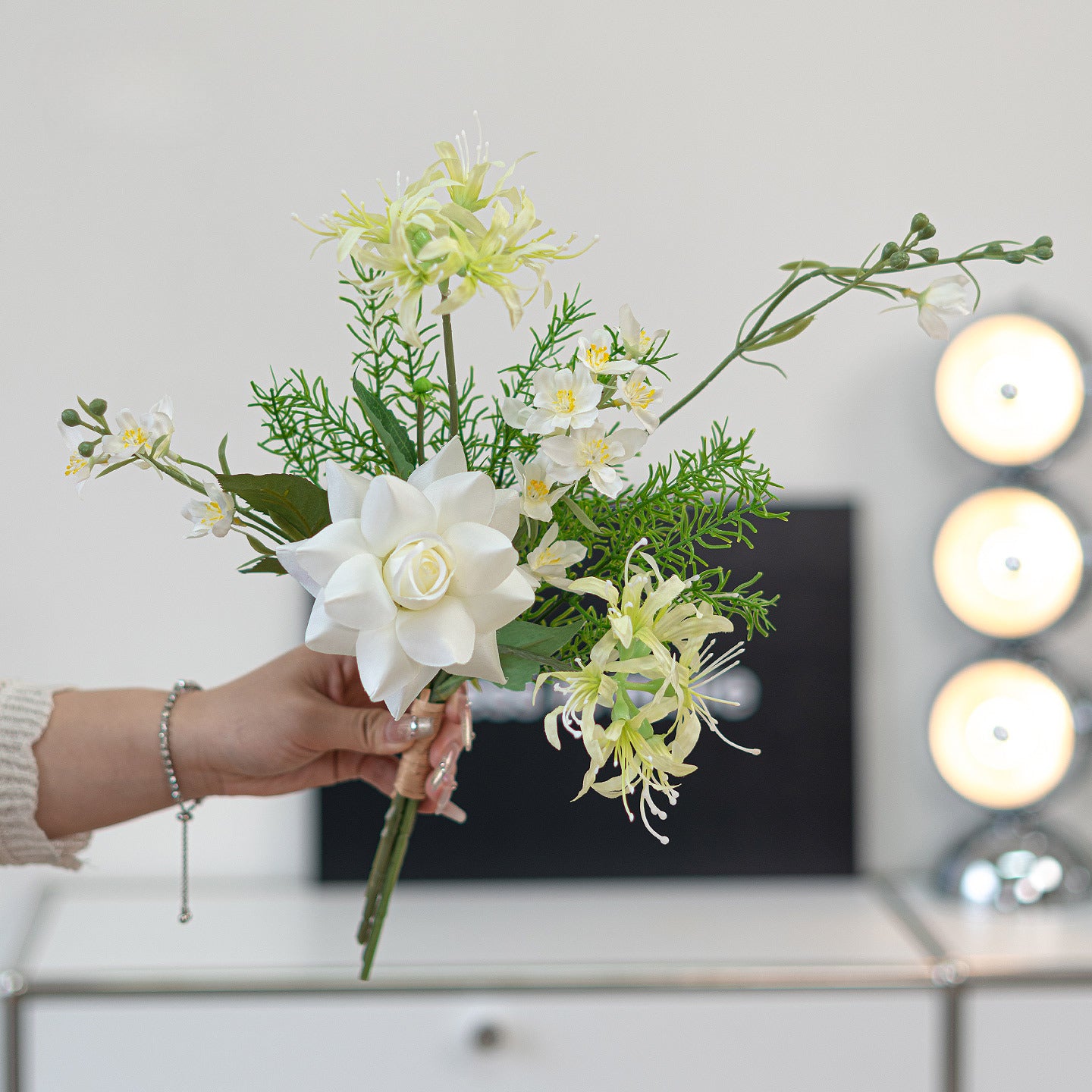 Artificial Rose Stem – 19.3" Tall, 12.6" Wide, Korean Minimalist Style | Faux Flowers for Living Room & Dining Table Decoration