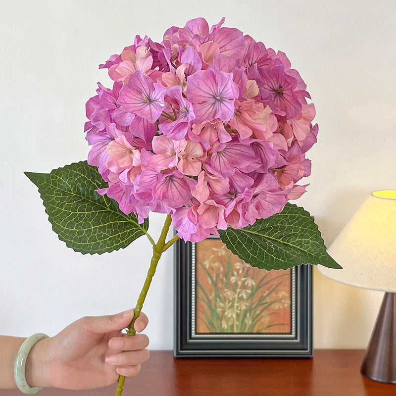 Artificial 3-Leaf Lisa Hydrangea Stem – 23.6" Tall, 7.9" Flower Head, 144 Pieces | Faux Flowers for Wedding & DIY Table Arrangements