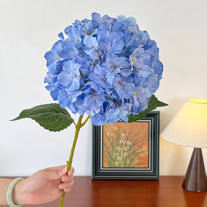 Artificial 3-Leaf Lisa Hydrangea Stem – 23.6" Tall, 7.9" Flower Head, 144 Pieces | Faux Flowers for Wedding & DIY Table Arrangements