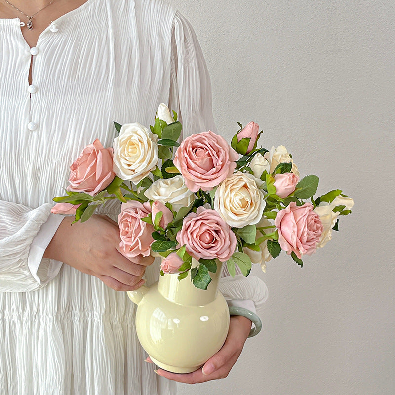 Artificial Maillard Rose Stem – 13.8" Tall, 2 Flower Heads, 3.1" Flower Head Diameter | Faux Wedding & DIY Decoration