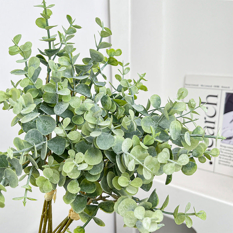 Artificial Eucalyptus Money Leaf Stem – 14.2" Tall, 6 Stems, 6.7" Wide | Faux Green Plant for Home Décor