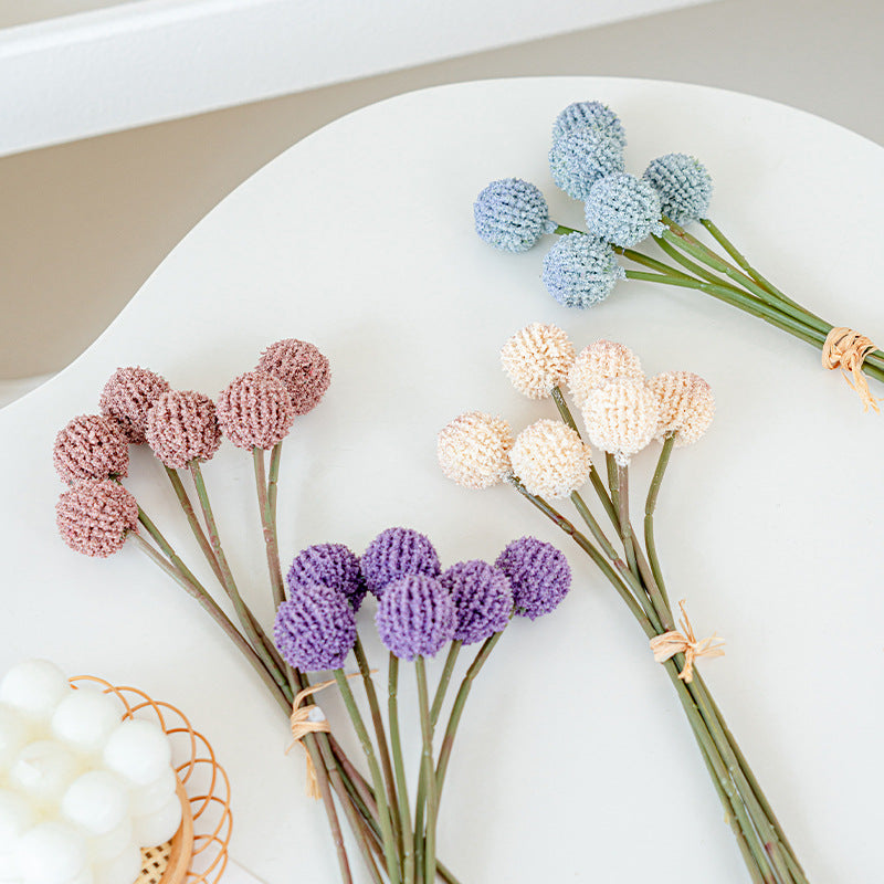 Artificial Golden Ball Flower Stem – 9.8" Tall, 1" Ball Head | Home Decor, Photo Props, DIY Crafts