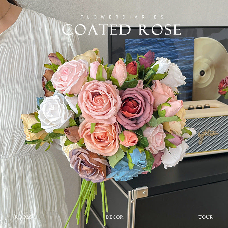 Artificial Maillard Rose Stem – 13.8" Tall, 2 Flower Heads, 3.1" Flower Head Diameter | Faux Wedding & DIY Decoration