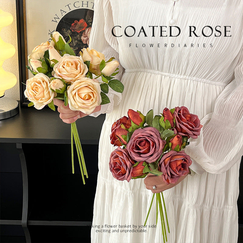 Artificial Maillard Rose Stem – 13.8" Tall, 2 Flower Heads, 3.1" Flower Head Diameter | Faux Wedding & DIY Decoration