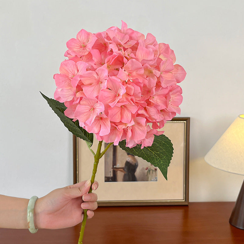 Artificial 3-Leaf Lisa Hydrangea Stem – 23.6" Tall, 7.9" Flower Head, 144 Pieces | Faux Flowers for Wedding & DIY Table Arrangements