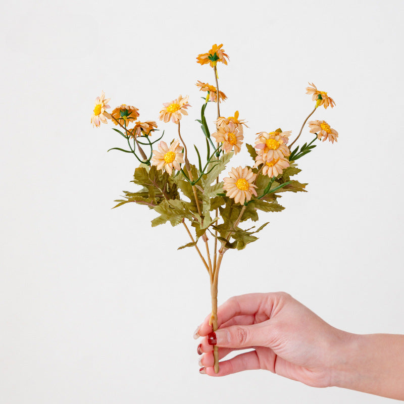 Artificial French Sunflower Stem – 11.8" Tall, Multi-Branch, 5.9" Wide | Faux Silk Flower Arrangement, Home & Living Room Decoration