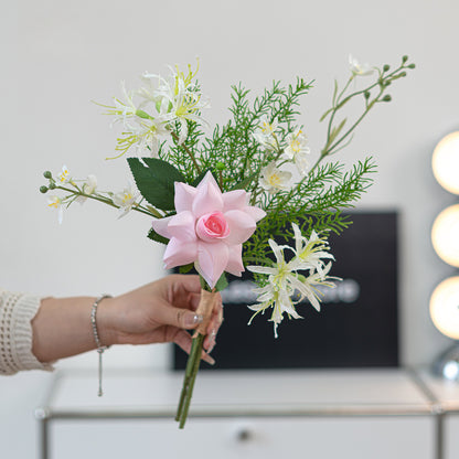 Artificial Rose Stem – 19.3" Tall, 12.6" Wide, Korean Minimalist Style | Faux Flowers for Living Room & Dining Table Decoration