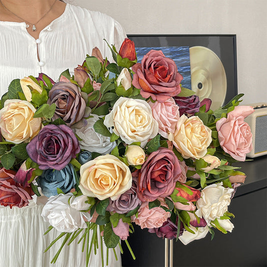 Artificial Maillard Rose Stem – 13.8" Tall, 2 Flower Heads, 3.1" Flower Head Diameter | Faux Wedding & DIY Decoration