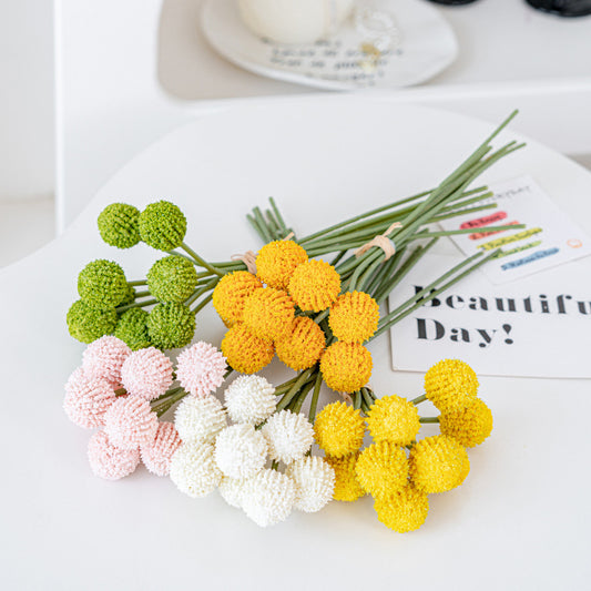 Artificial Golden Ball Flower Stem – 9.8" Tall, 1" Ball Head | Home Decor, Photo Props, DIY Crafts